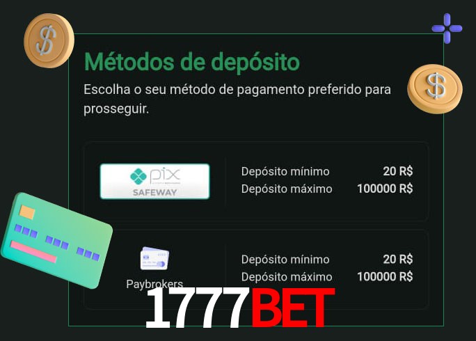 O cassino 1777Bet oferece uma grande variedade de métodos de pagamento